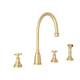 Georgian Era Two Handle Kitchen Faucet With Side Spray