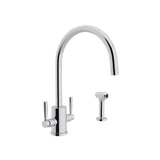 Holborn Two Handle Kitchen Faucet With C-Spout and Side Spray