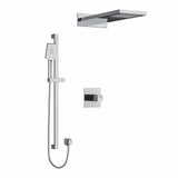 Type T/P (thermostatic/pressure balance) " coaxial 3-way system with hand shower rail and rain and cascade shower head