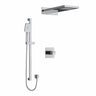 Type T/P (thermostatic/pressure balance) " coaxial 3-way system with hand shower rail and rain and cascade shower head