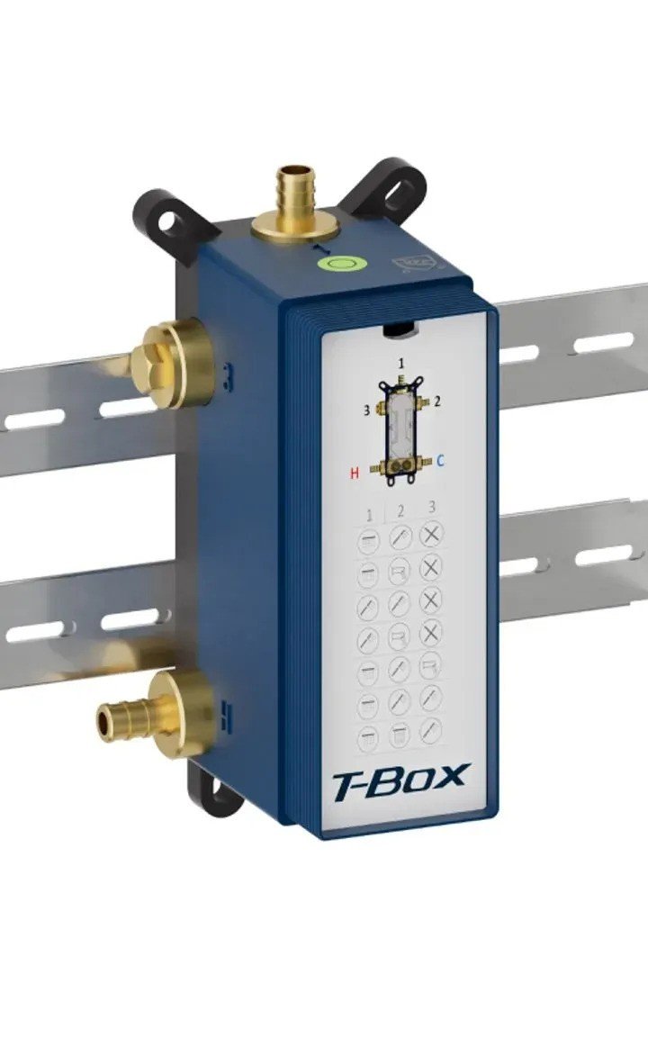 Universal T-box rough-in PEX connections