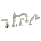 Georgian Era 4-Hole Deck Mount Tub Filler With Column Spout