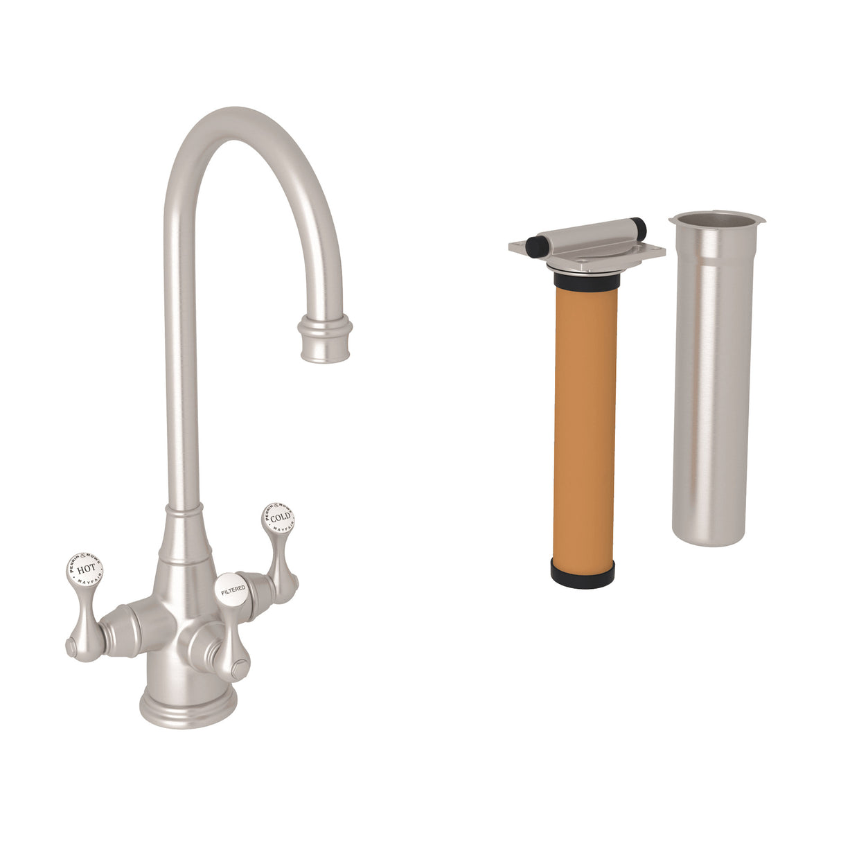 Georgian Era Three Handle Bar/Food Prep Filter Kitchen Faucet Kit