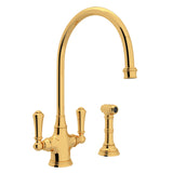 Georgian Era Two Handle Kitchen Faucet With Side Spray