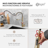 Milano Pull-Down Kitchen Faucet with water filter. Stainless Steel Gold
