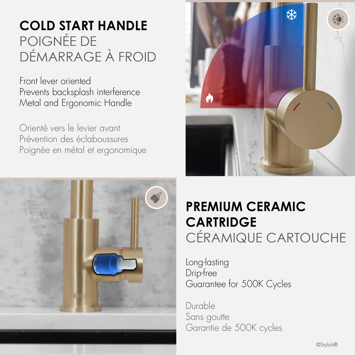 Milano Pull-Down Kitchen Faucet with water filter. Stainless Steel Gold