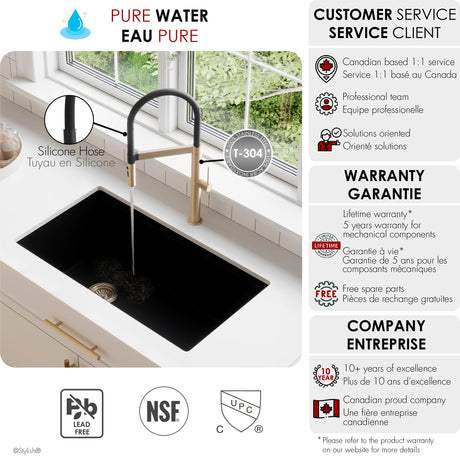 Single Handle With Spout Hose Pull Out Three Modes Kitchen Faucet
