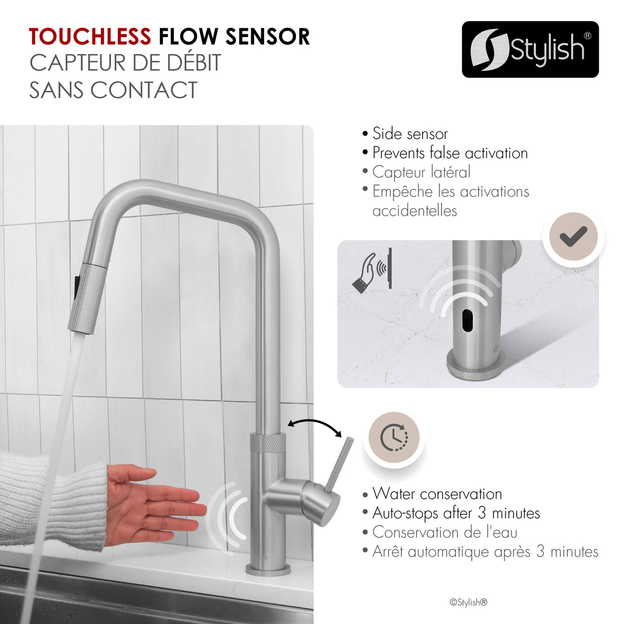 Single Handle Pull Down Touchless Kitchen Faucet