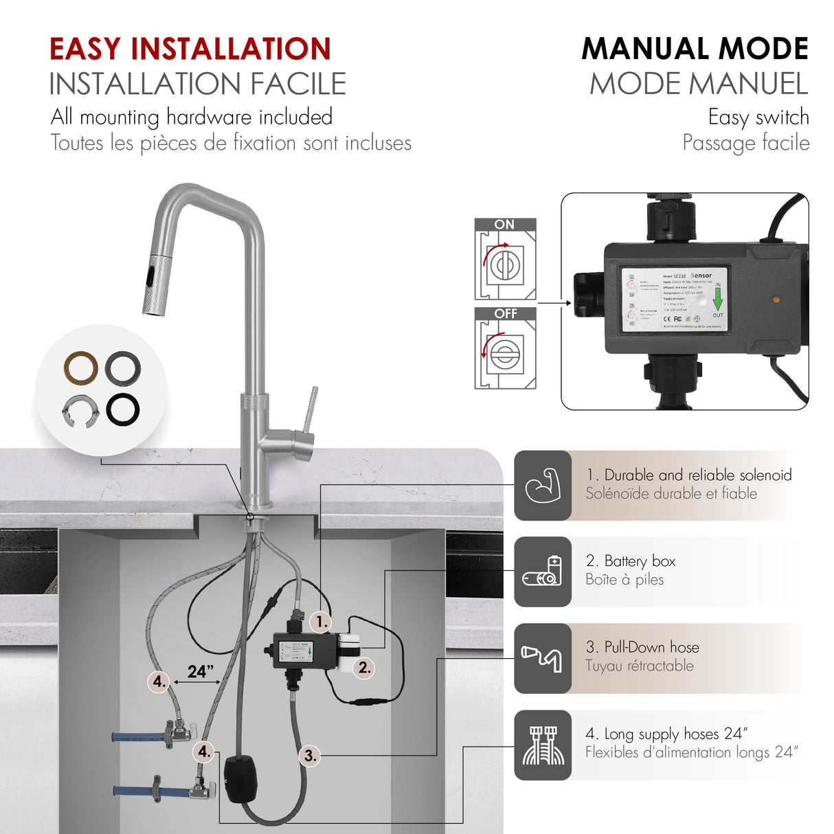 Single Handle Pull Down Touchless Kitchen Faucet