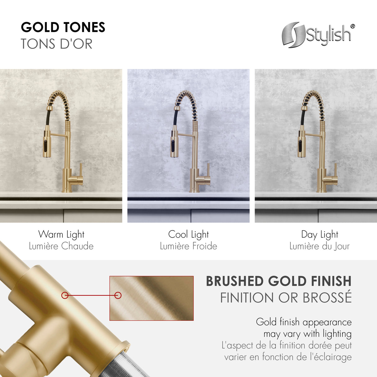 Milano Pull-Down Kitchen Faucet with water filter. Stainless Steel Gold