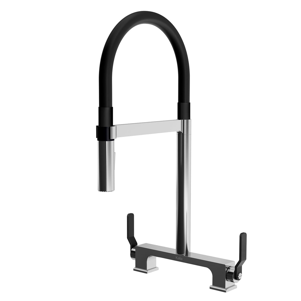 SKYRIDGE PVC Hose 2-Handle Bridge Kitchen Faucet Pull-Down Dual Spray