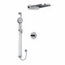 Type T/P (thermostatic/pressure balance) " coaxial 3-way system with hand shower rail and rain and cascade shower head