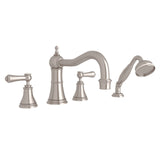 Georgian Era 4-Hole Deck Mount Tub Filler With Column Spout