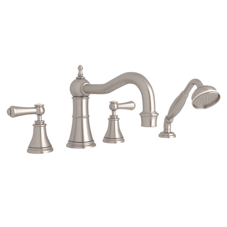 Georgian Era 4-Hole Deck Mount Tub Filler With Column Spout