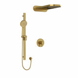 Type T/P (thermostatic/pressure balance) " coaxial 3-way system with hand shower rail and rain and cascade shower head