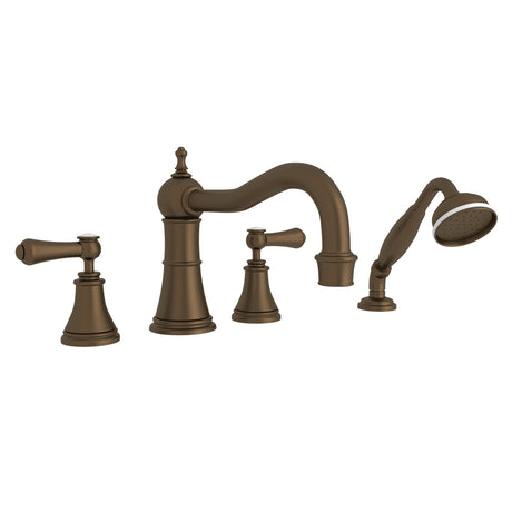 Georgian Era 4-Hole Deck Mount Tub Filler With Column Spout