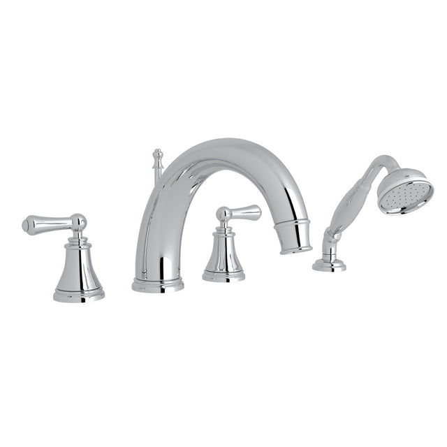 Georgian Era 4-Hole Deck Mount Tub Filler With C-Spout