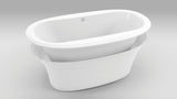 Kai 58 x 32 AcrylX Freestanding Center Drain Bathtub in White with White Skirt