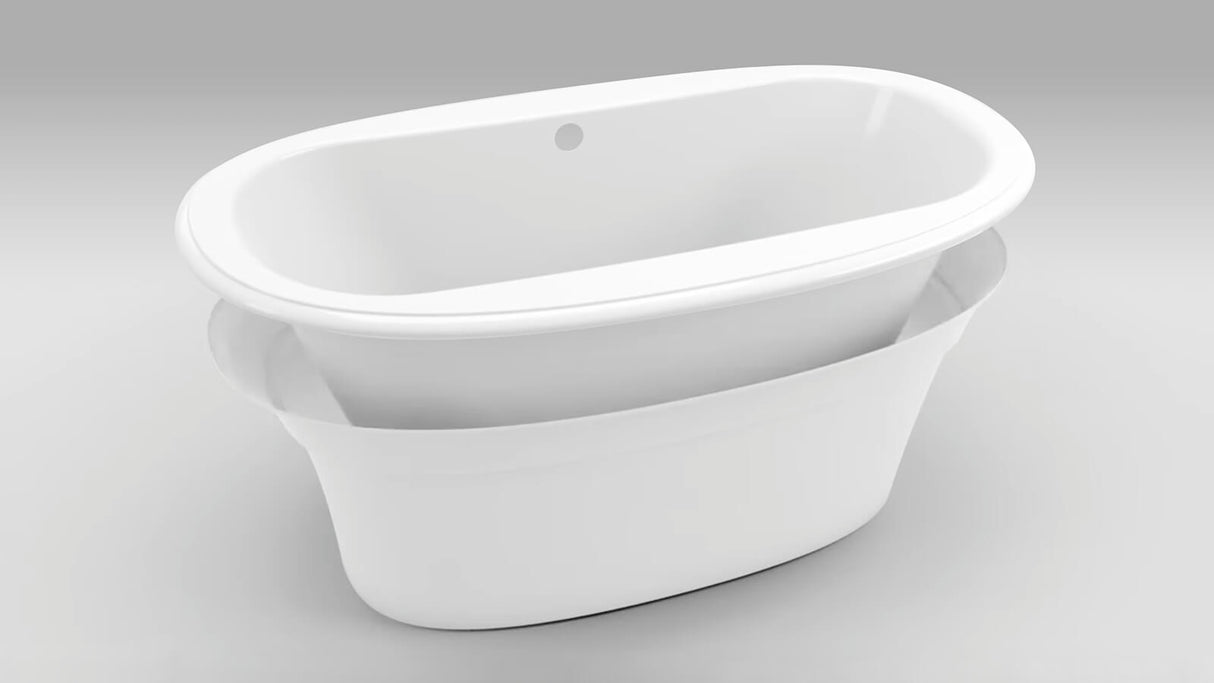 Jazz F 66 x 36 Acrylic Freestanding Center Drain Bathtub in White with White Skirt