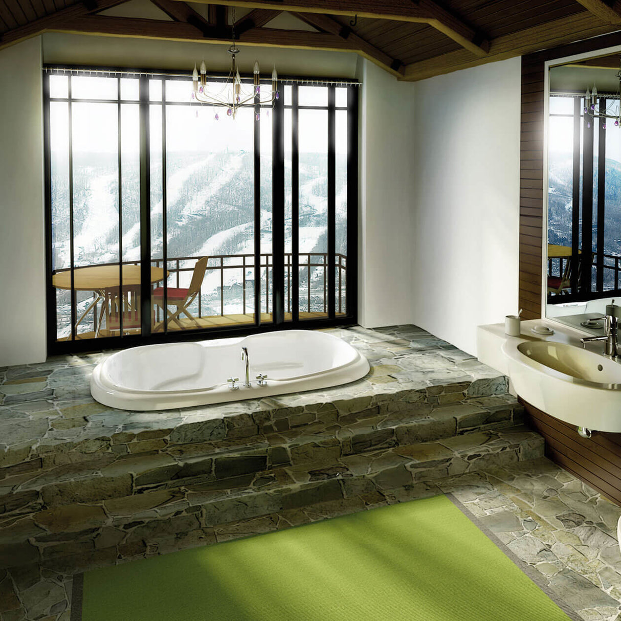 Calla 6642 Acrylic Drop-in Center Drain Bathtub in White