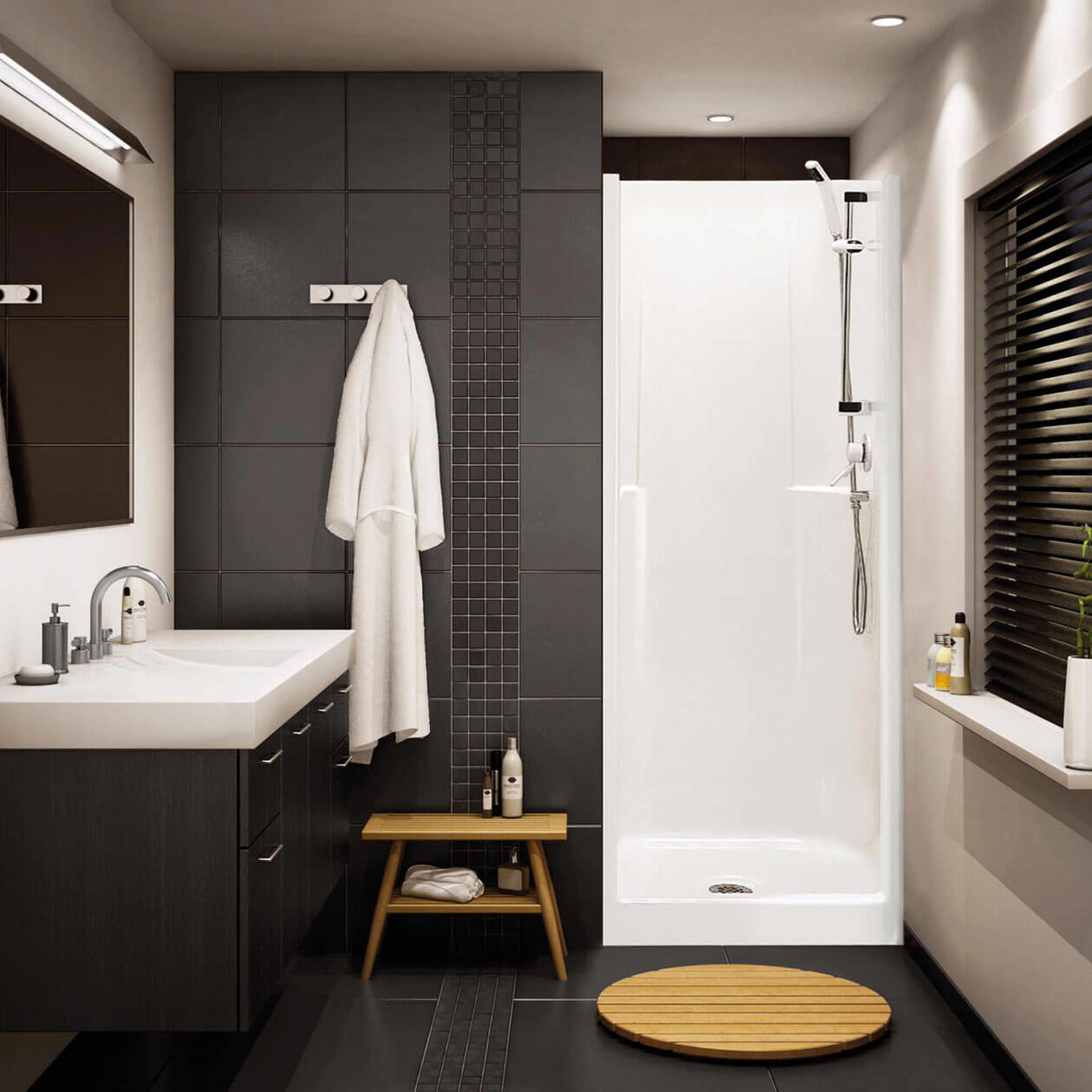 Biarritz 80 32 x 33 AcrylX Alcove Center Drain One-Piece Shower in White