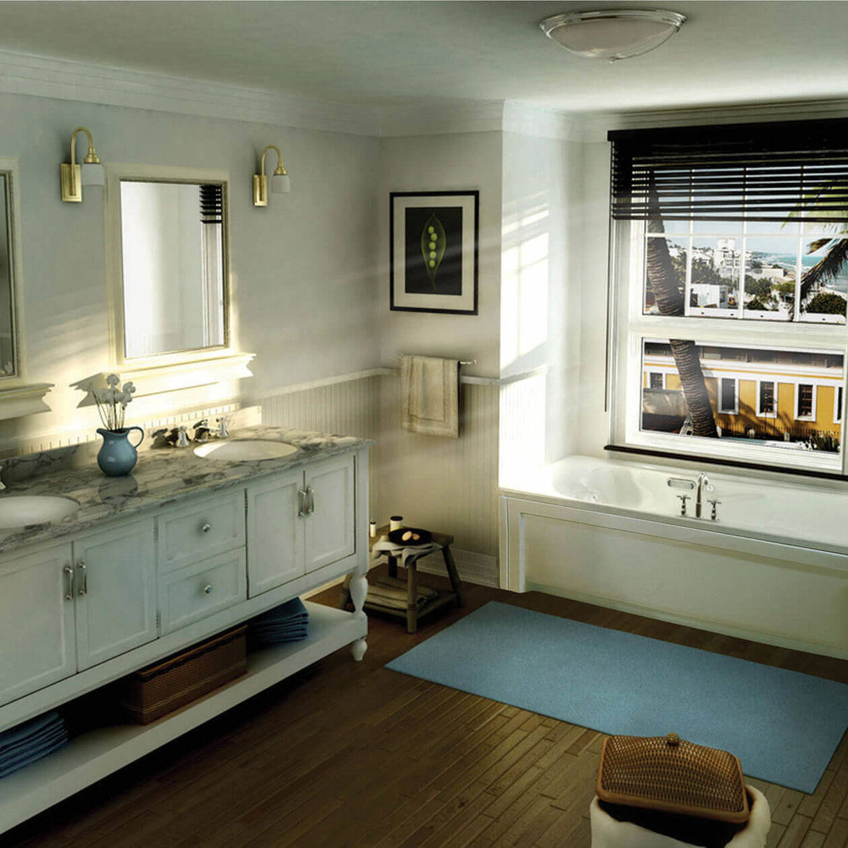 Topaz 6032 Acrylic Alcove End Drain Bathtub in White