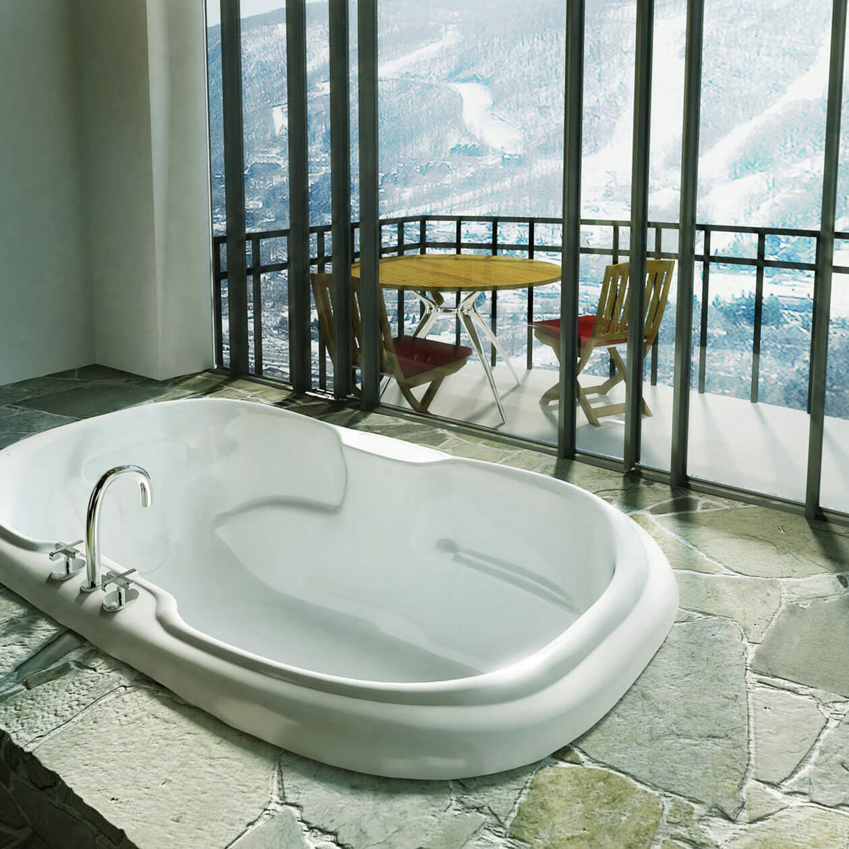 Calla 6042 Acrylic Drop-in Center Drain Bathtub in White