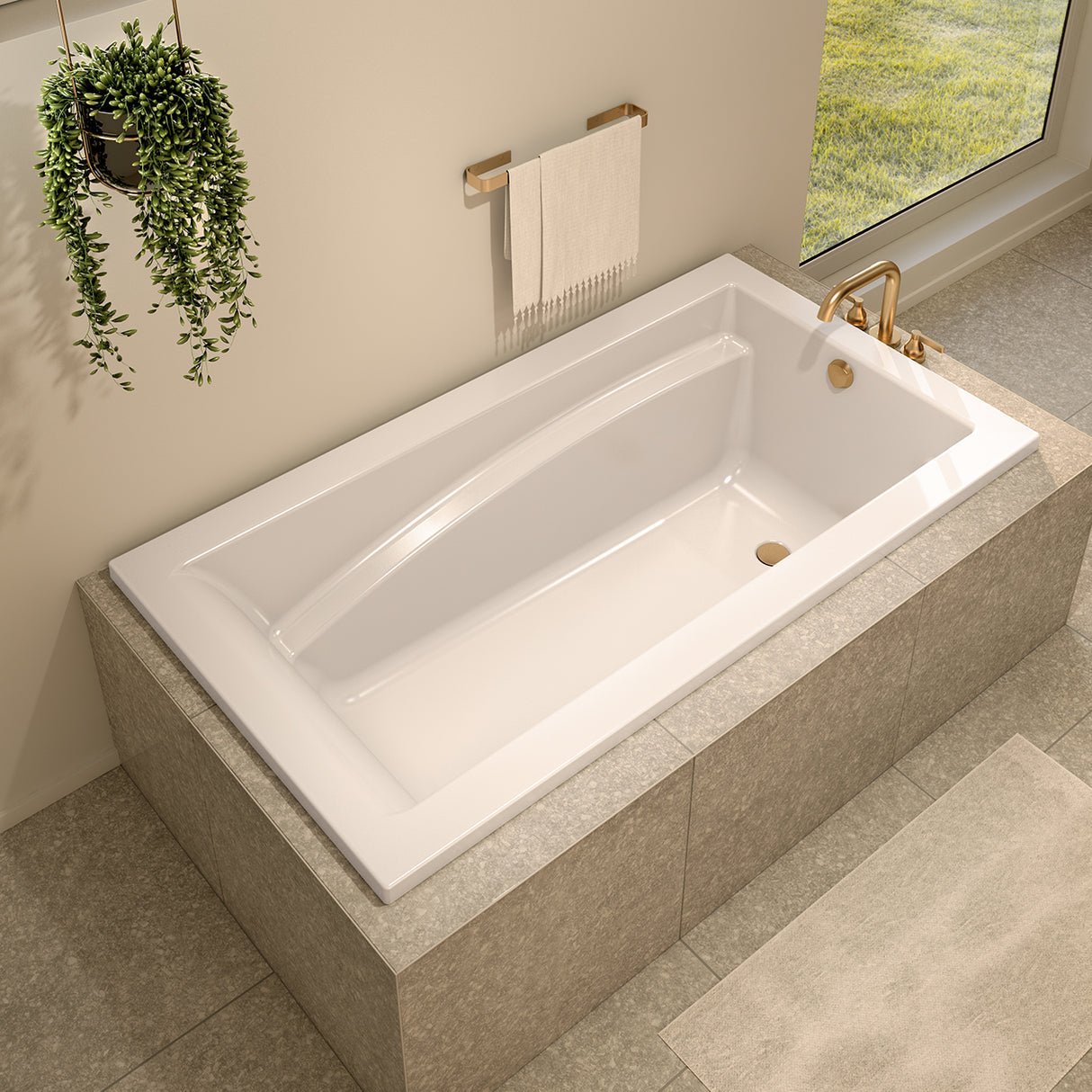 Optik 6636 Acrylic Alcove End Drain Bathtub in White