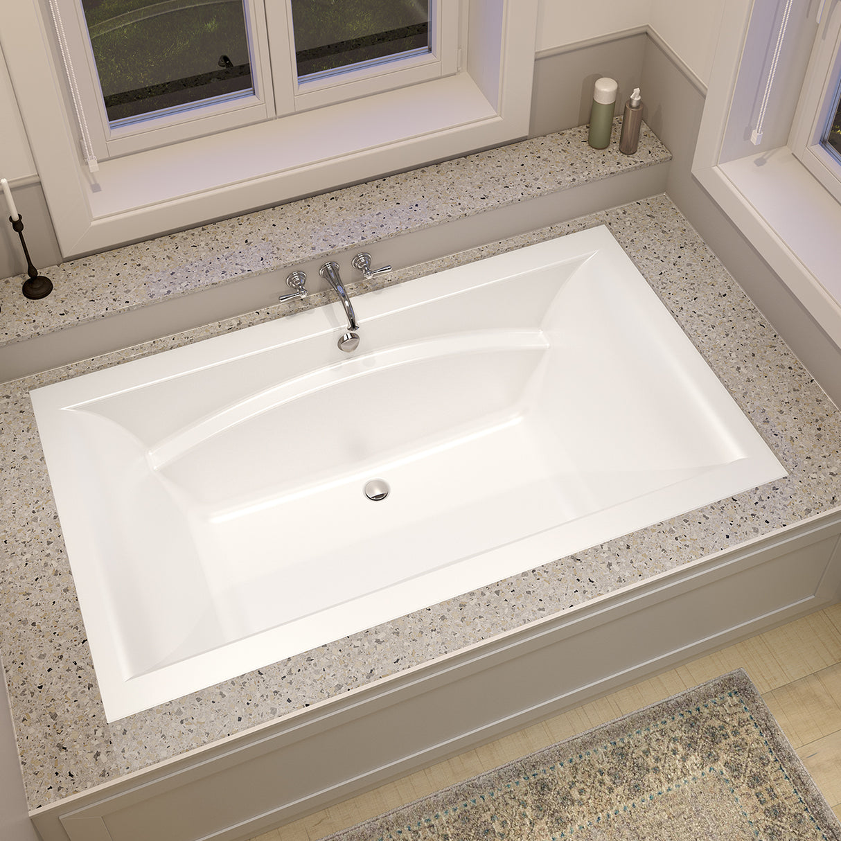 Optik 7242 Acrylic Undermount Center Drain Bathtub in White