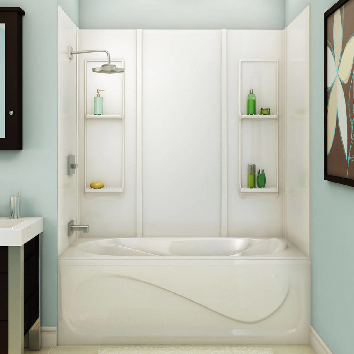 Elan 59 61 x 32 Acrylic Glue up Five-Piece Tub Wall Surround in White