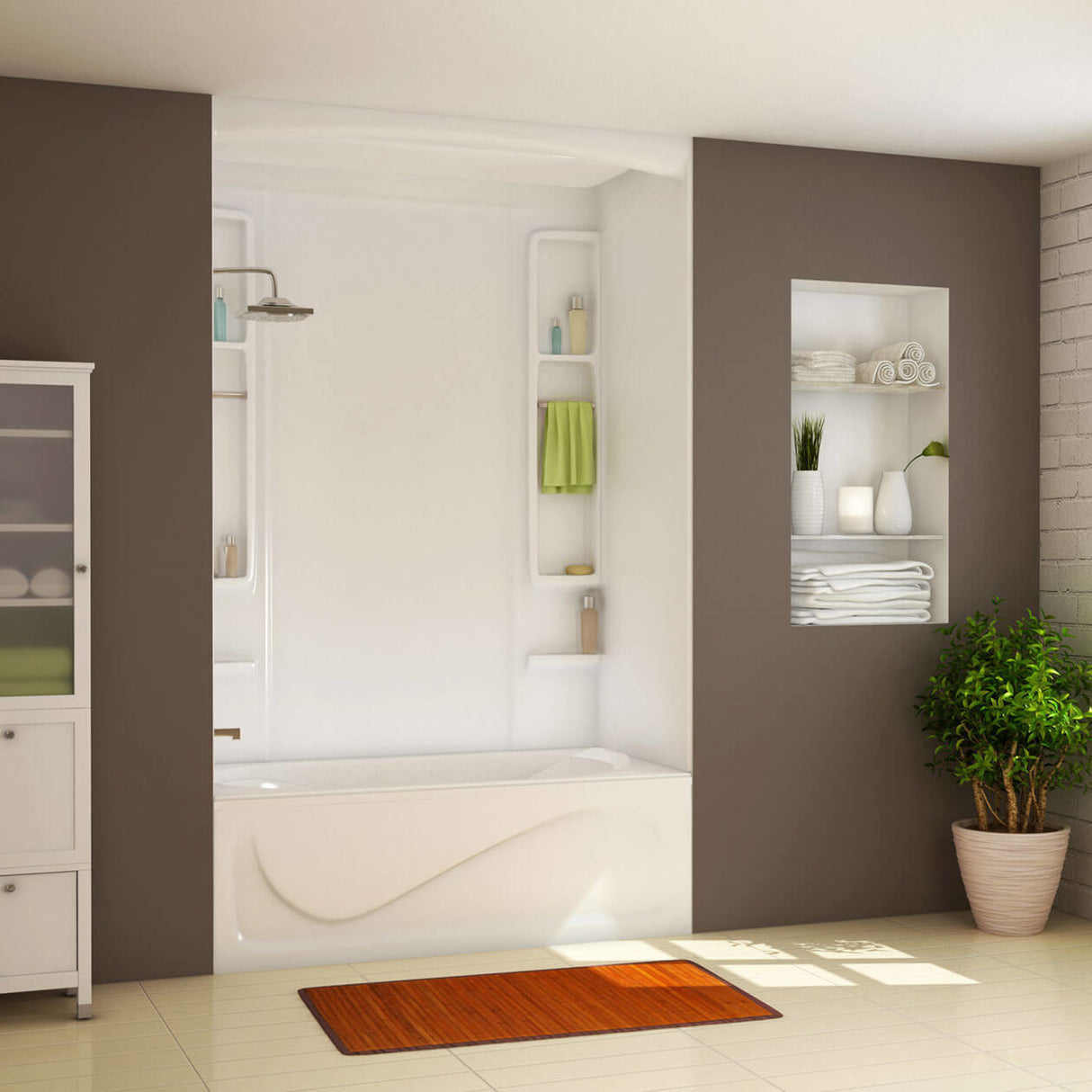 Finesse 80 61 x 34 Acrylic Glue up Five-Piece Tub Wall Surround in White