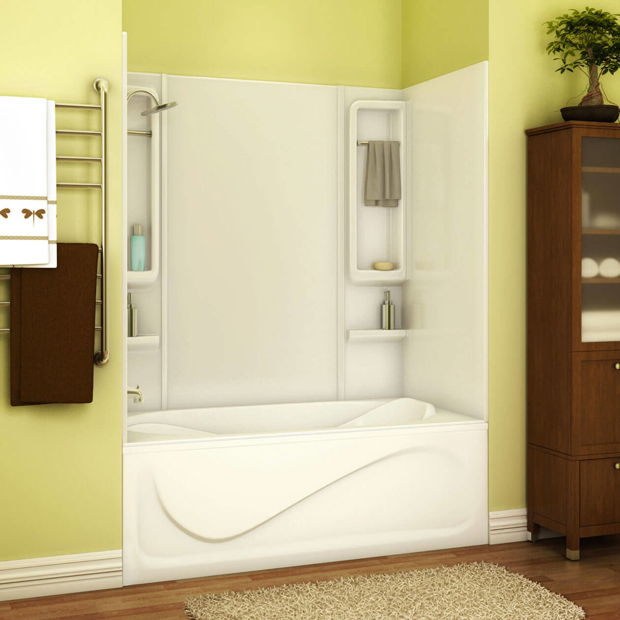 Finesse 59 61 x 34 Acrylic Glue up Five-Piece Tub Wall Surround in White