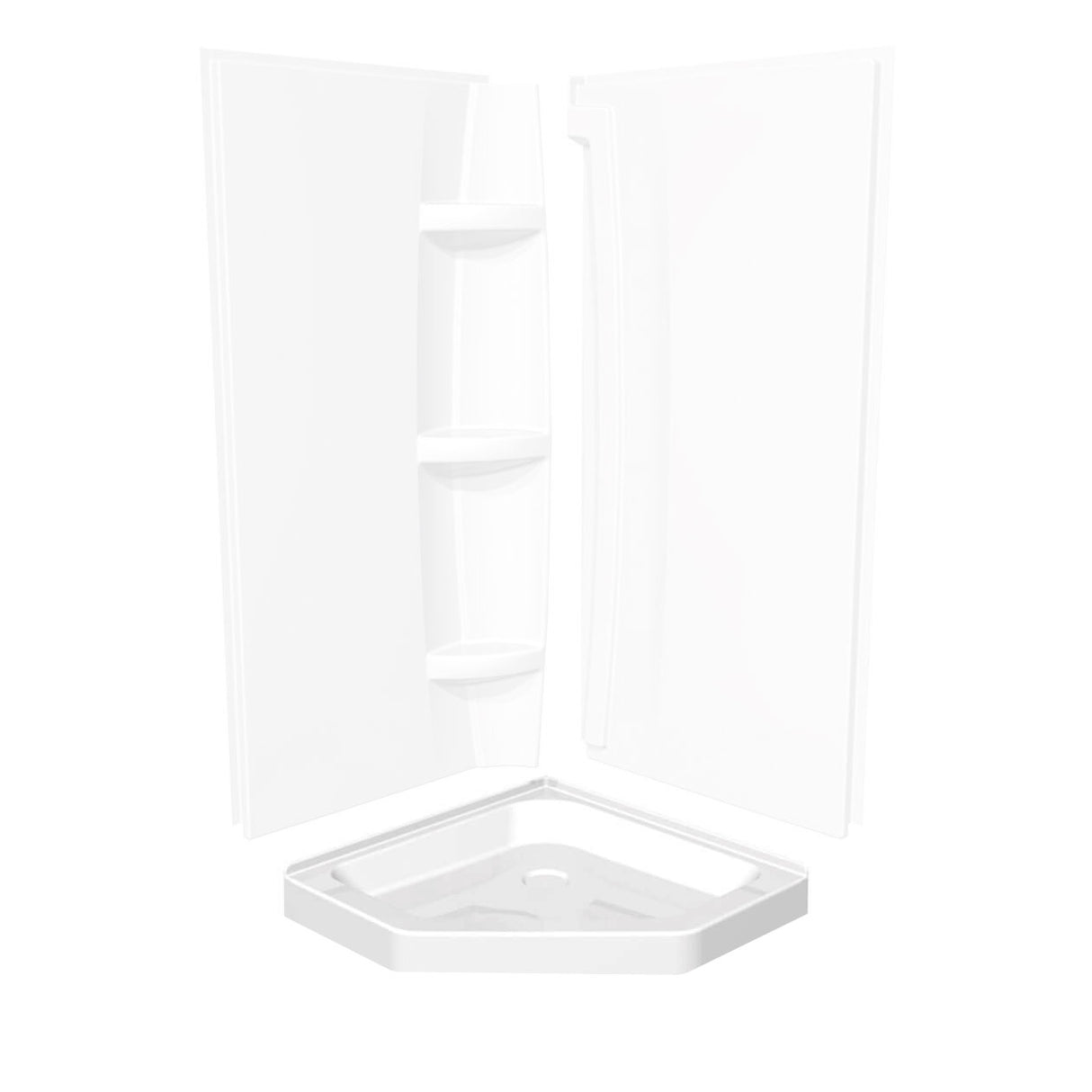 Neo-Angle Base 36 3 in. 36 x 36 Acrylic Corner Left or Right Shower Base with Corner Drain in White