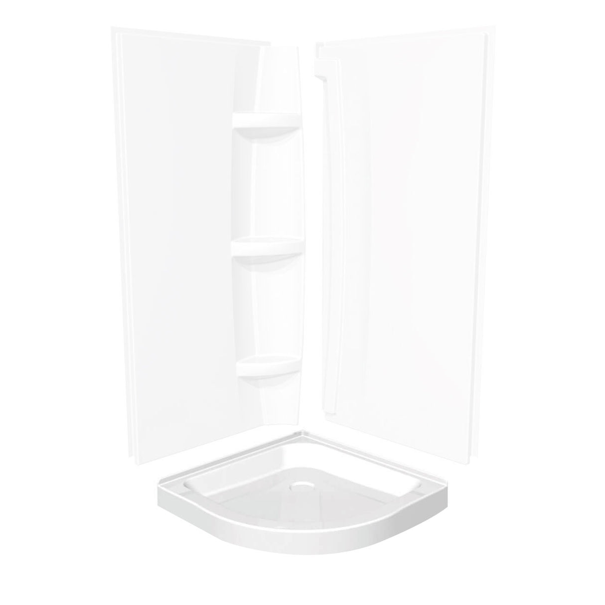 Neo-Round Base 40 3 in. 40 x 40 Acrylic Corner Left or Right Shower Base with Corner Drain in White
