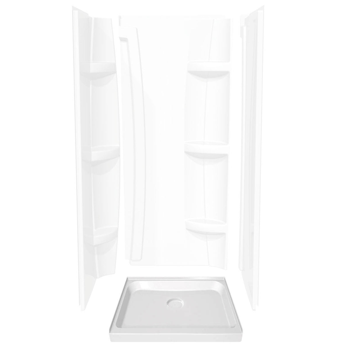 Square Base 36 3 in. 36 x 36 Acrylic Alcove Shower Base with Back Center Drain in White