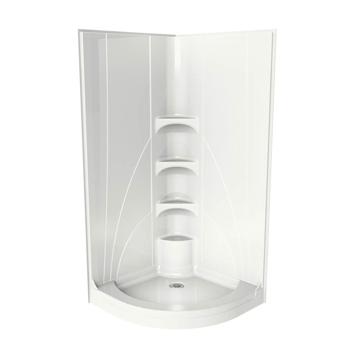 Novello II 37 x 37 Acrylic Corner Center Drain One-Piece Shower in White