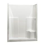 SS3660 R/L AcrylX Alcove Center Drain One-Piece Shower in White