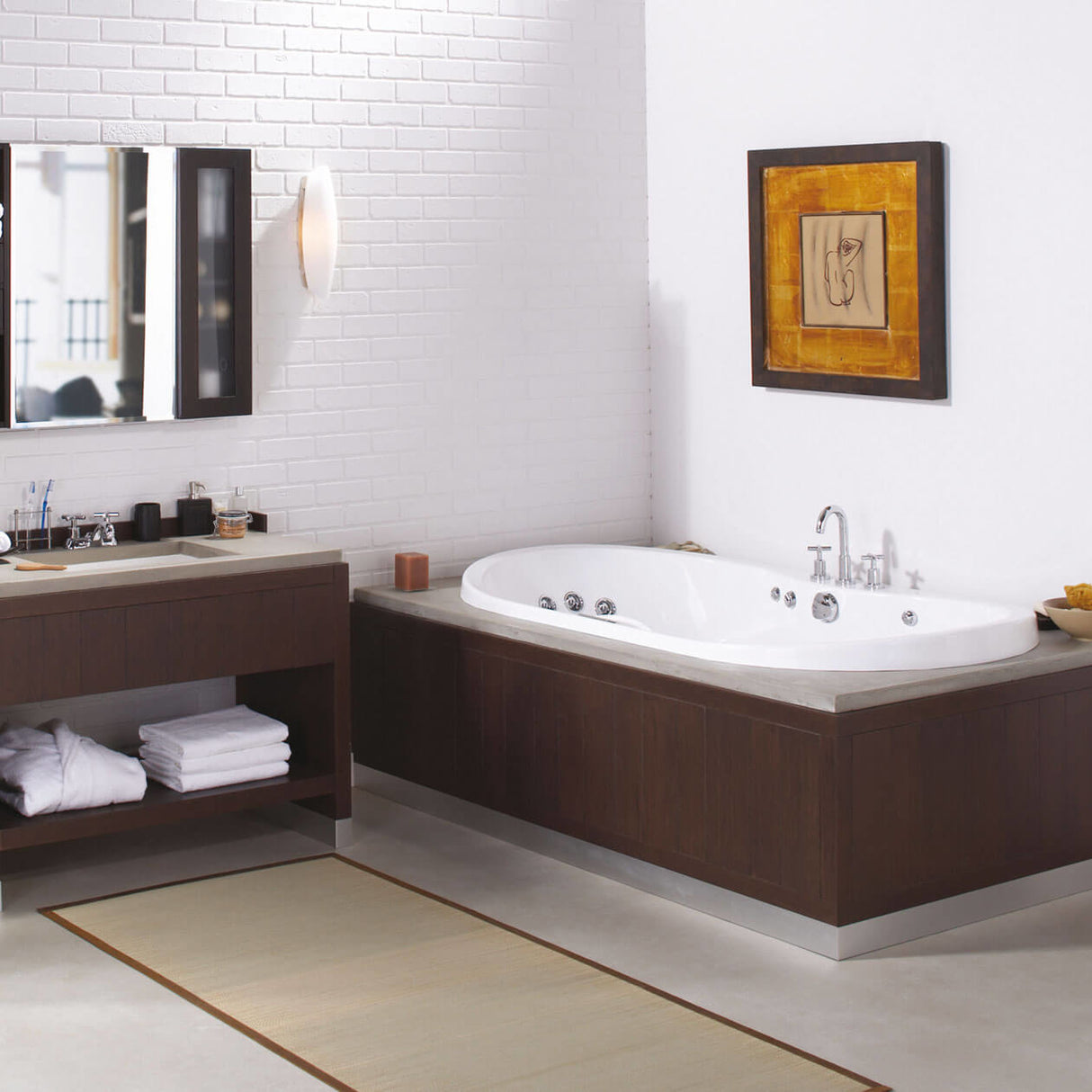 Living 6042 Acrylic Drop-in Center Drain Bathtub in White