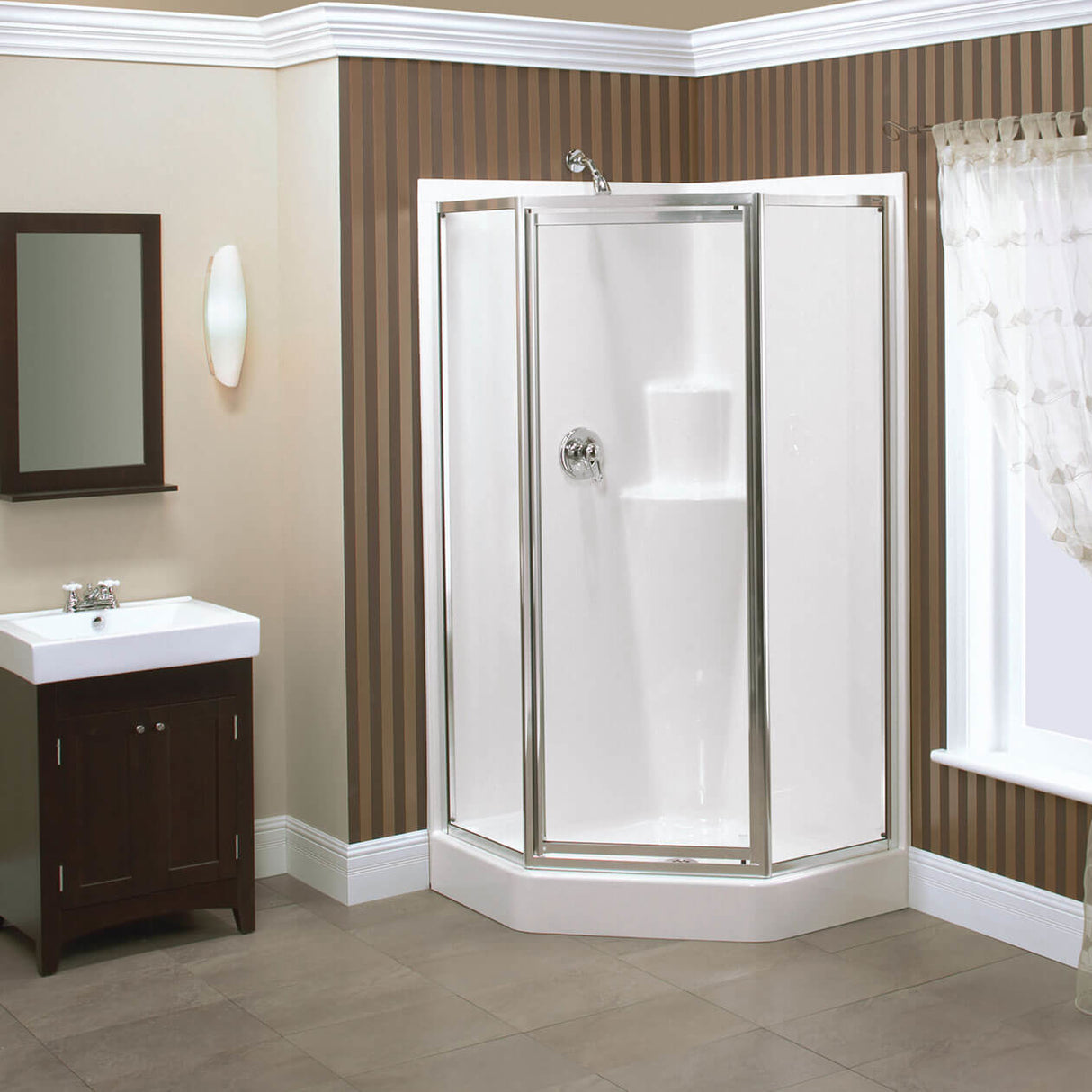 Imperial II 39 x 39 AcrylX Corner Center Drain One-Piece Shower in White