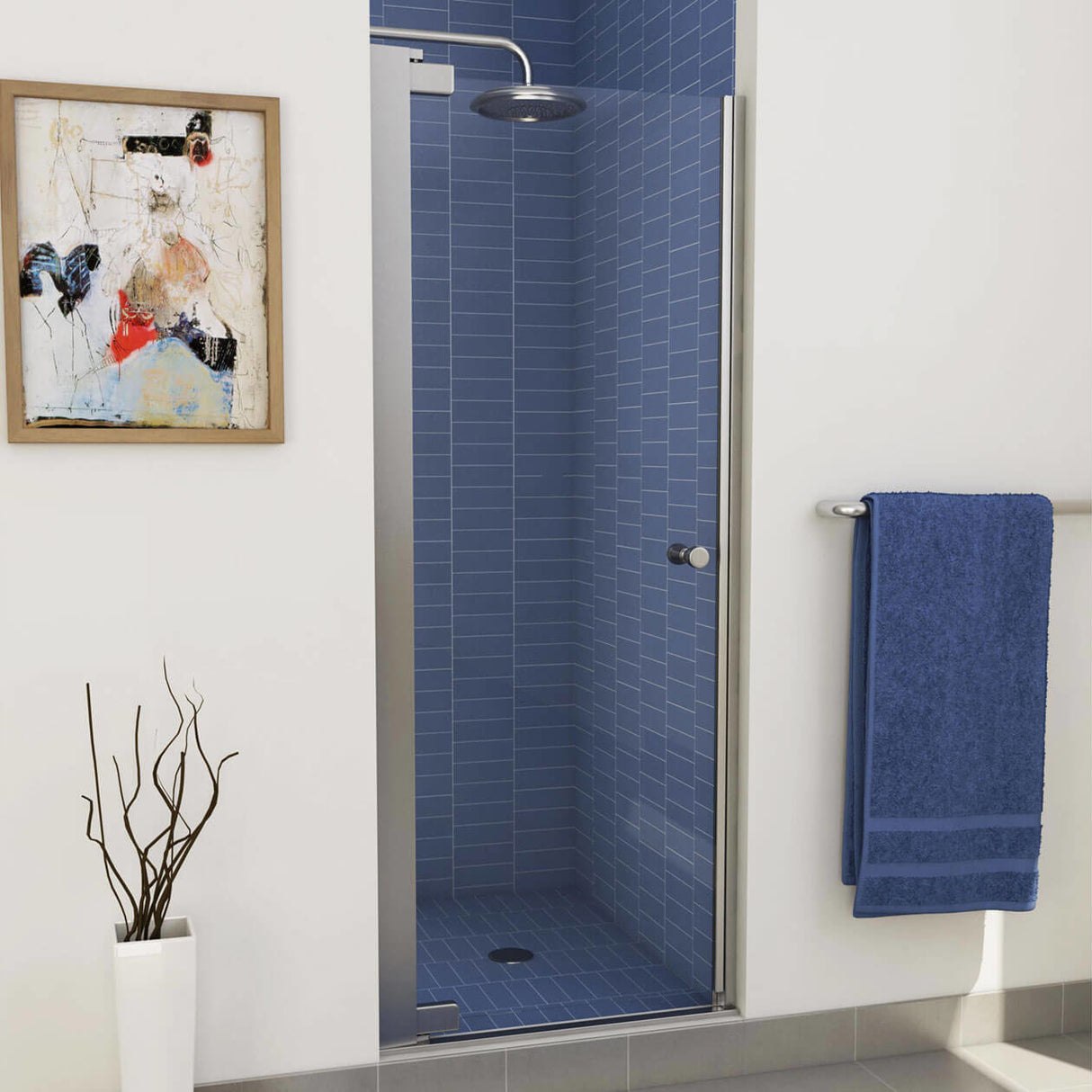 Madono 24 ½-26 ½ x 67 in. 6 mm Pivot Shower Door for Alcove Installation with Clear glass in Chrome