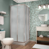 32 Mediterranean III 32 x 32 Polystyrene Center Drain Shower Kit in White with Mistelite glass in Chrome