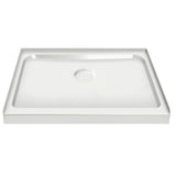Square Base 32 3 in. 32 x 32 Acrylic Alcove Shower Base with Back Center Drain in White