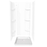 Square Base 32 3 in. 32 x 32 Acrylic Alcove Shower Base with Back Center Drain in White