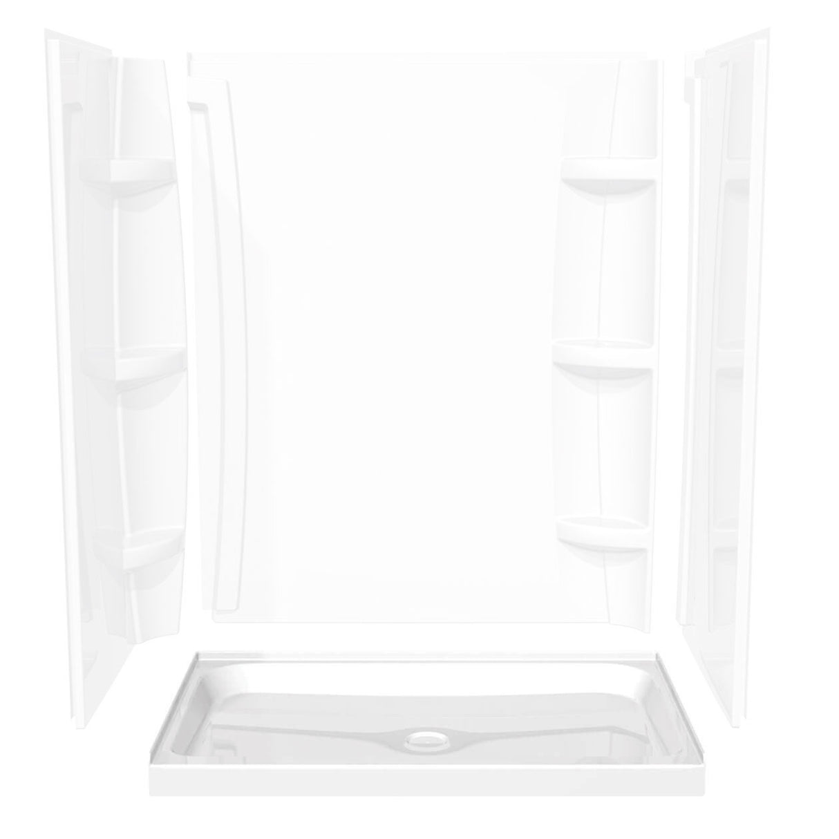 Rectangular Base 6036 3 in. Acrylic Alcove Shower Base with Center Drain in White