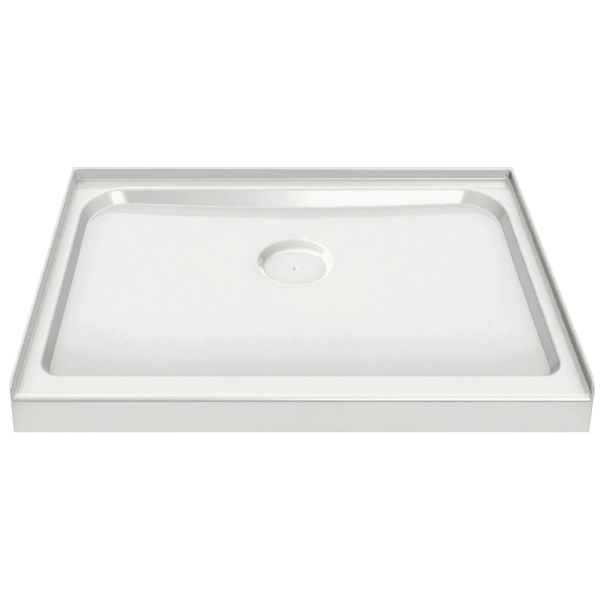 Square Base 42 3 in. 42 x 42 Acrylic Alcove Shower Base with Center Drain in White