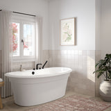 Ella Sleek 66 x 36 Acrylic Freestanding Center Drain Bathtub in White with White Skirt