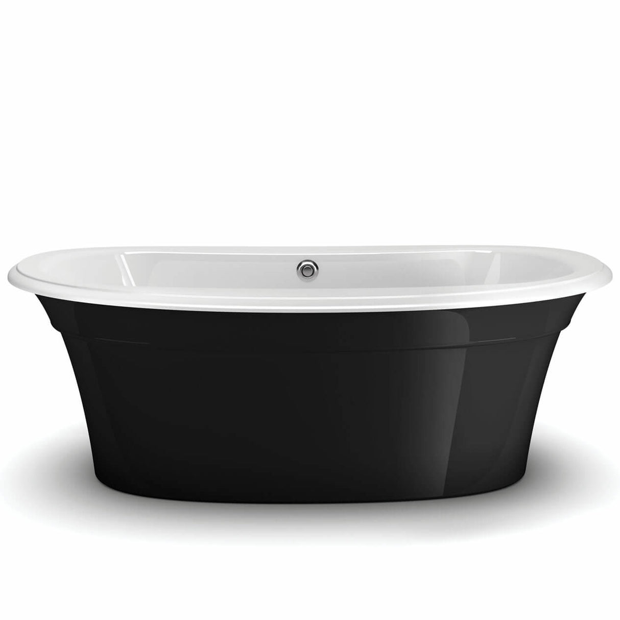 Ella Sleek 66 x 36 Acrylic Freestanding Center Drain Bathtub in White with White Skirt