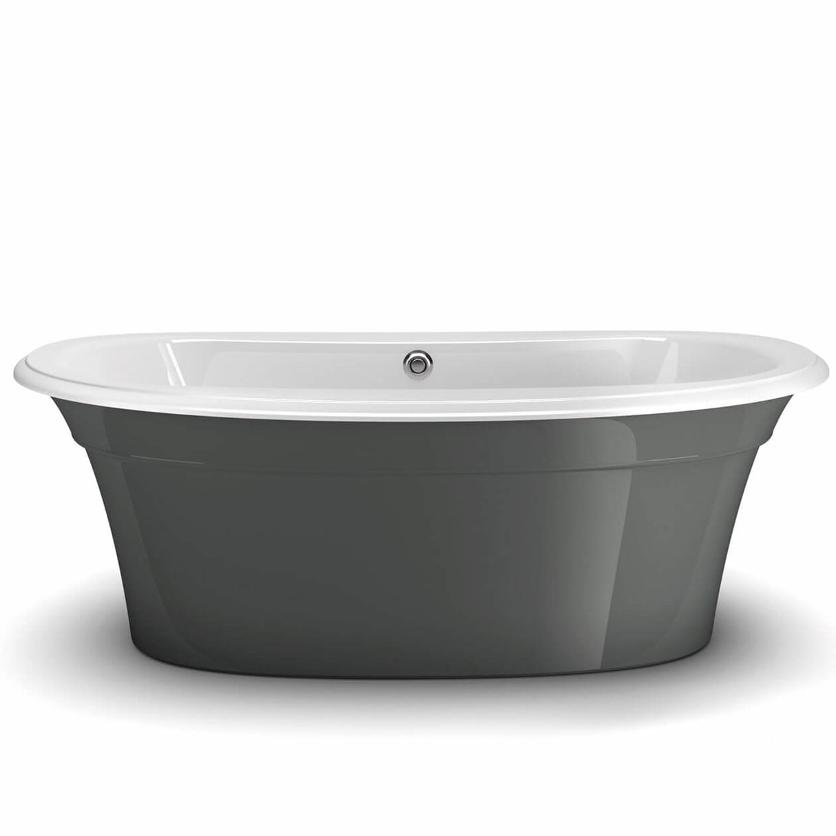 Ella Sleek 66 x 36 Acrylic Freestanding Center Drain Bathtub in White with White Skirt