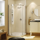 Olympia Round - Left Opening 36 x 36 Acrylic Left-Hand Drain Shower Kit in White with Clear glass in Chrome