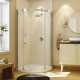 Olympia Round - Left Opening 36 x 36 Acrylic Left-Hand Drain Shower Kit in White with Clear glass in Chrome